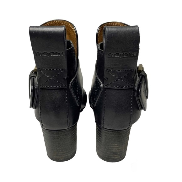 SEE BY CHLOE Cappa Leather Buckle Booties size 35 - Picture 3 of 9